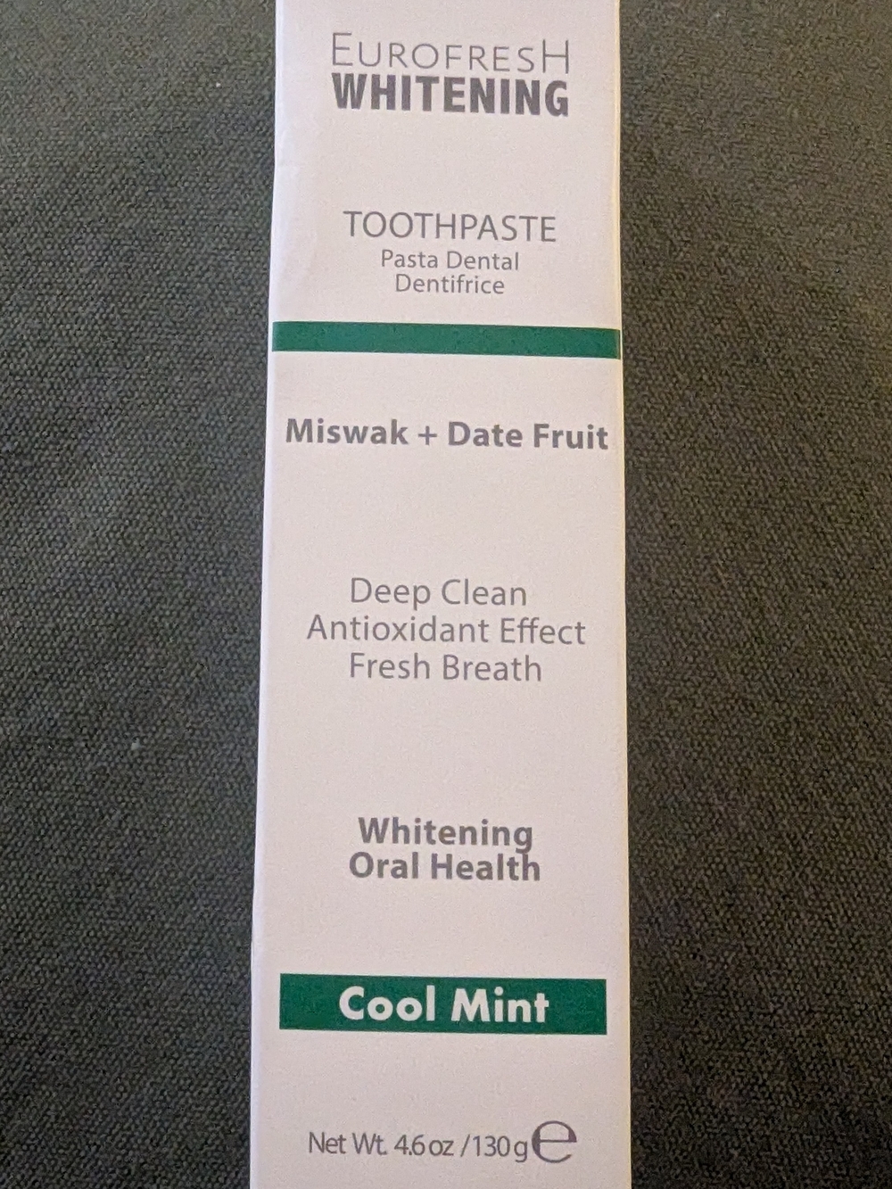 Eurofresh Whitening Toothpaste Miswak + Date Fruit – Cool Mint 4.6 oz
